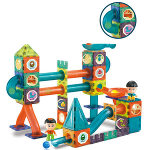 Children's slide ball magnetic building block track splicing toy