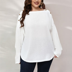 Plus Size Long Sleeve Toggle Neck Top