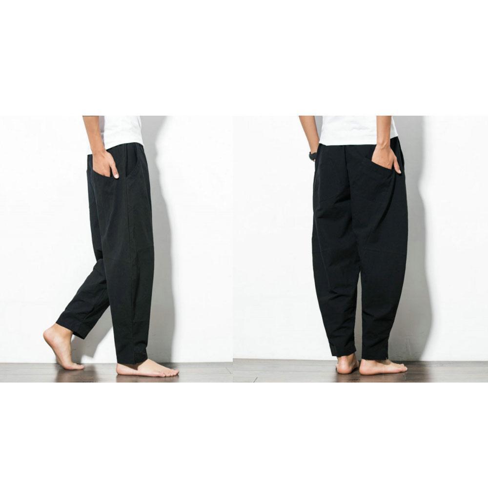 Men's Summer Casual Cotton Baggy Harem Pants