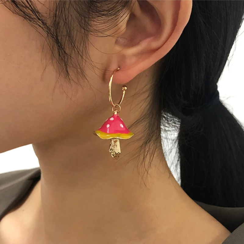 Small Mushroom Drop Earrings