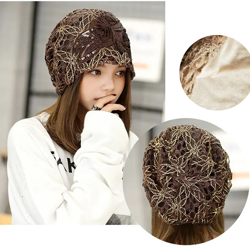 New Lace Embossing Skull Cap