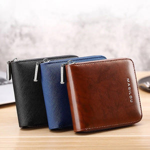 Short Leather Zipper Wallet