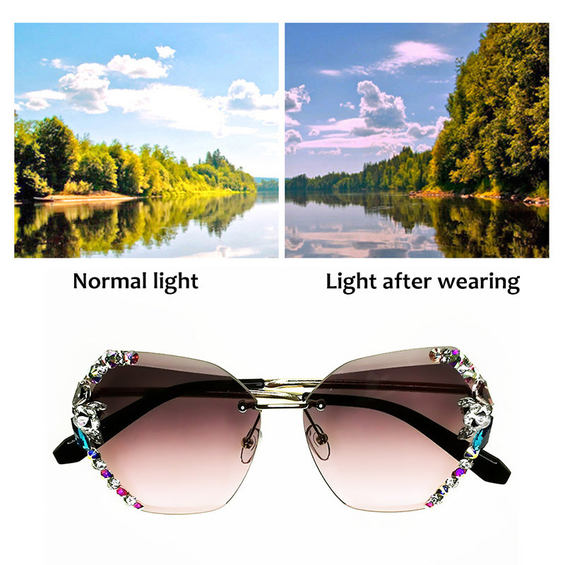 💍Vintage Fashion Rimless Crystal Sunglasses