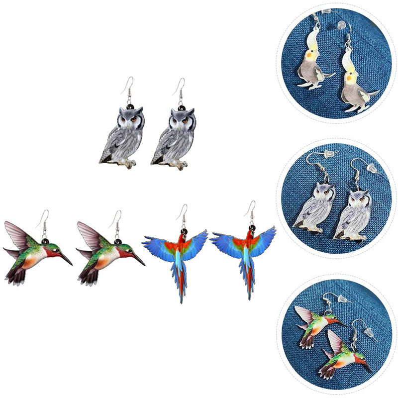 Acrylic Drop Bird Earrings