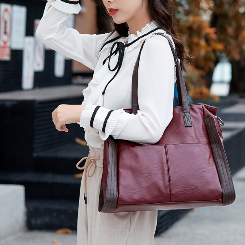 Large-Capacity Texture Soft Leather Handbag