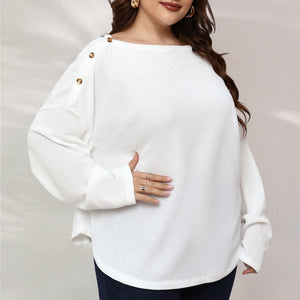 Plus Size Long Sleeve Toggle Neck Top