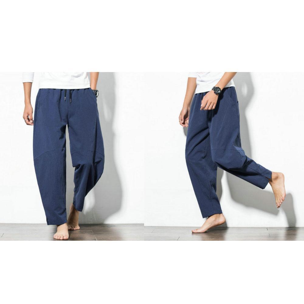 Men's Summer Casual Cotton Baggy Harem Pants