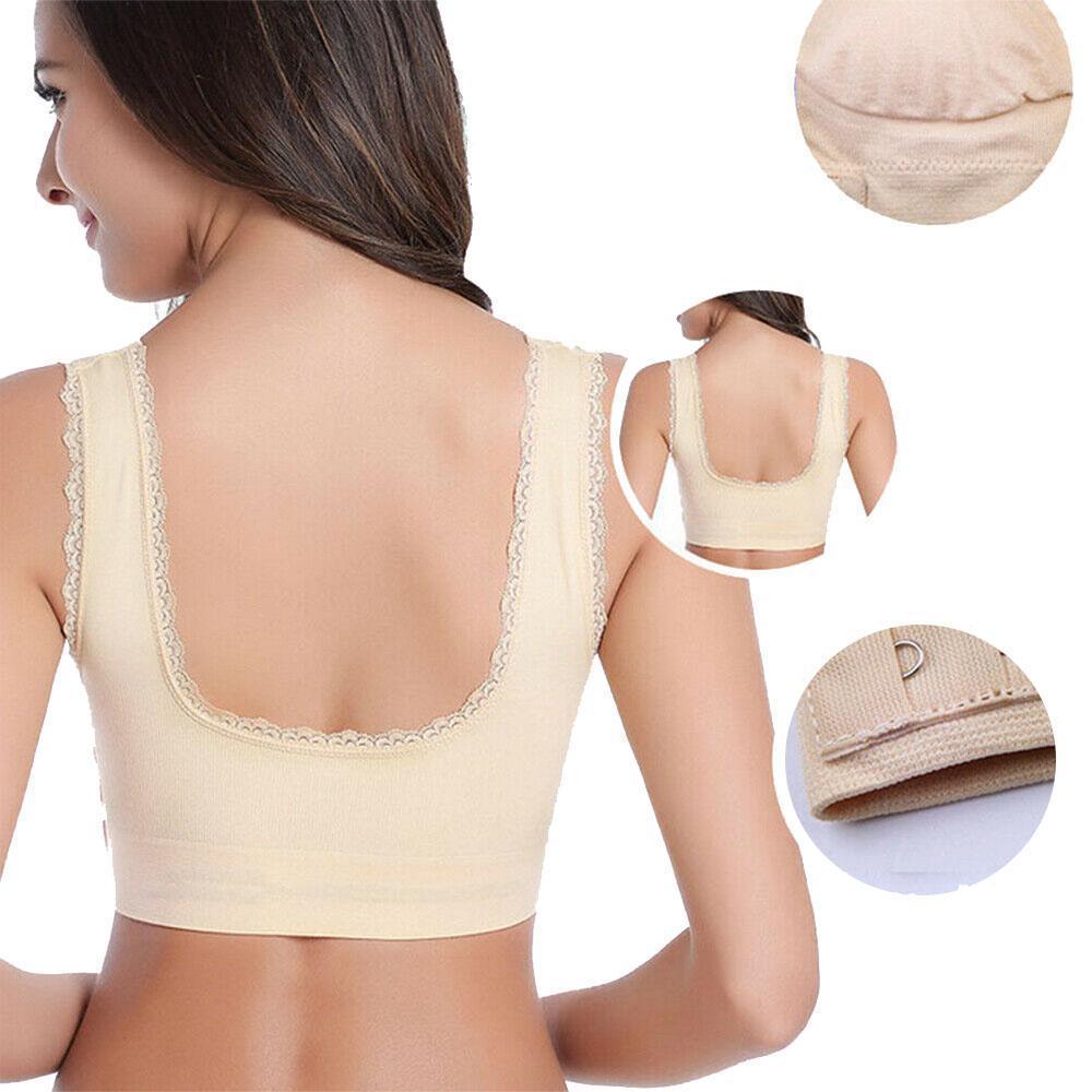 Wireless Front Cross Buckle Lace Lift Bra