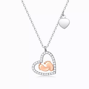 Baby Feet Heart Pendant Necklace