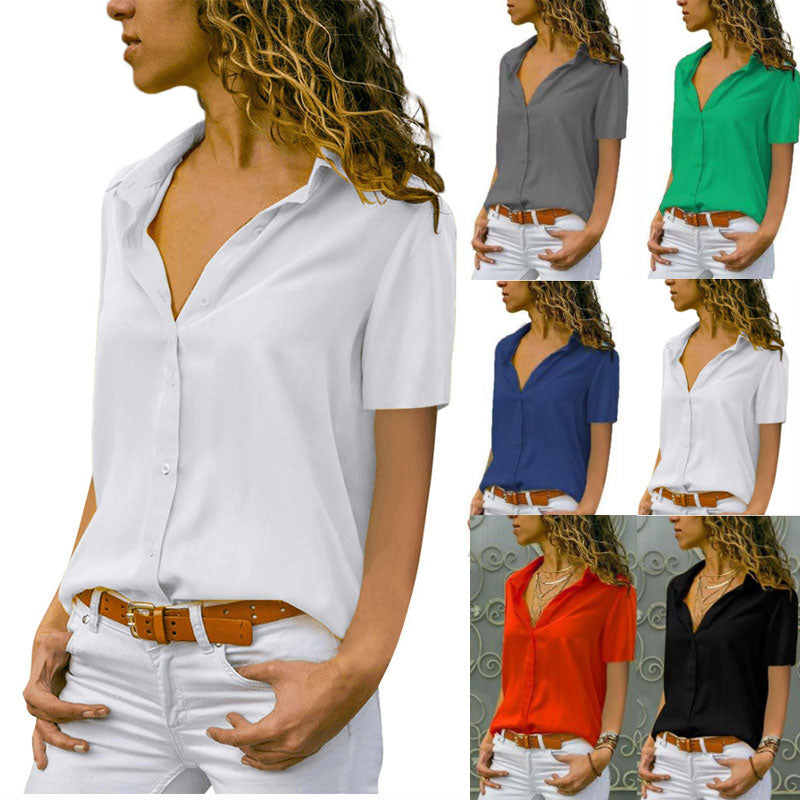 Ladies Casual Chiffon Solid T-Shirt