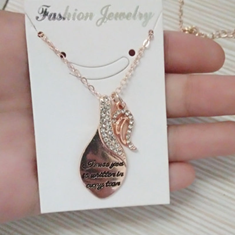 Angel Wing Teardrop Necklace