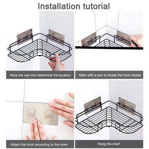 Drill Free Shelf- Adhesive Metal Corner Storage Rack