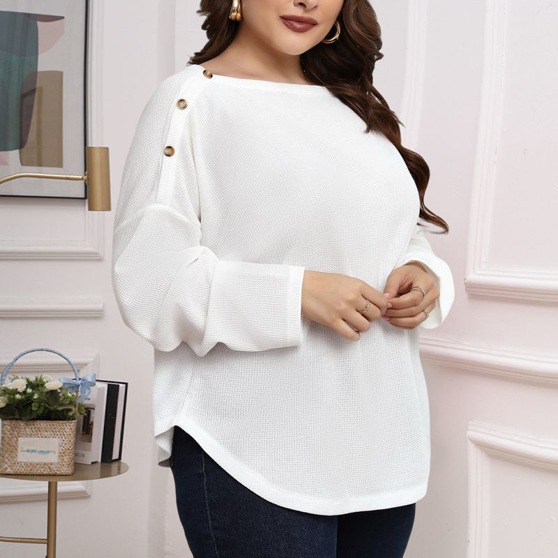 Plus Size Long Sleeve Toggle Neck Top