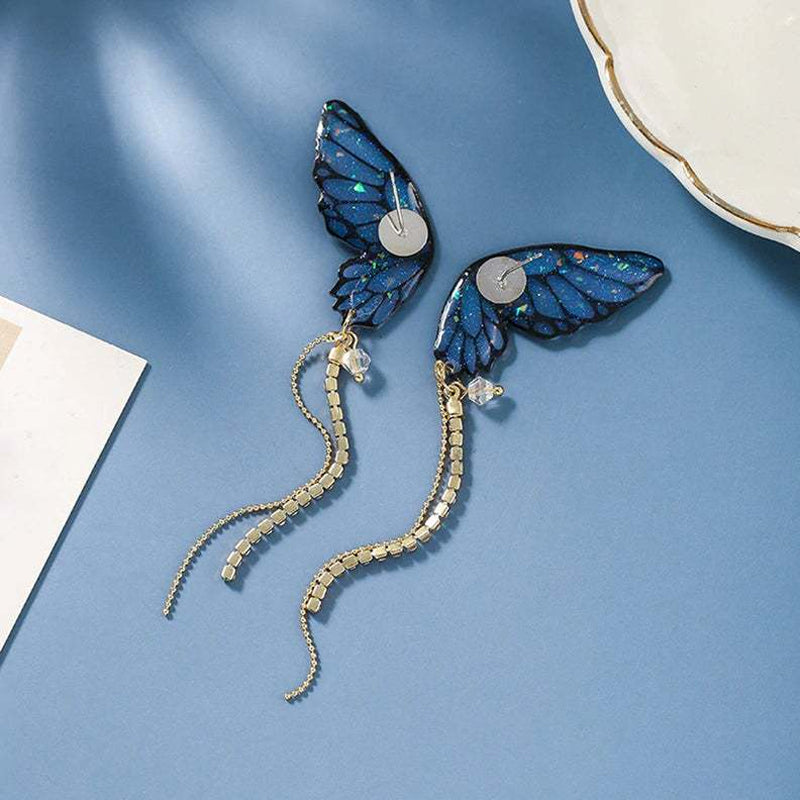 Butterfly Fringe Long Earrings