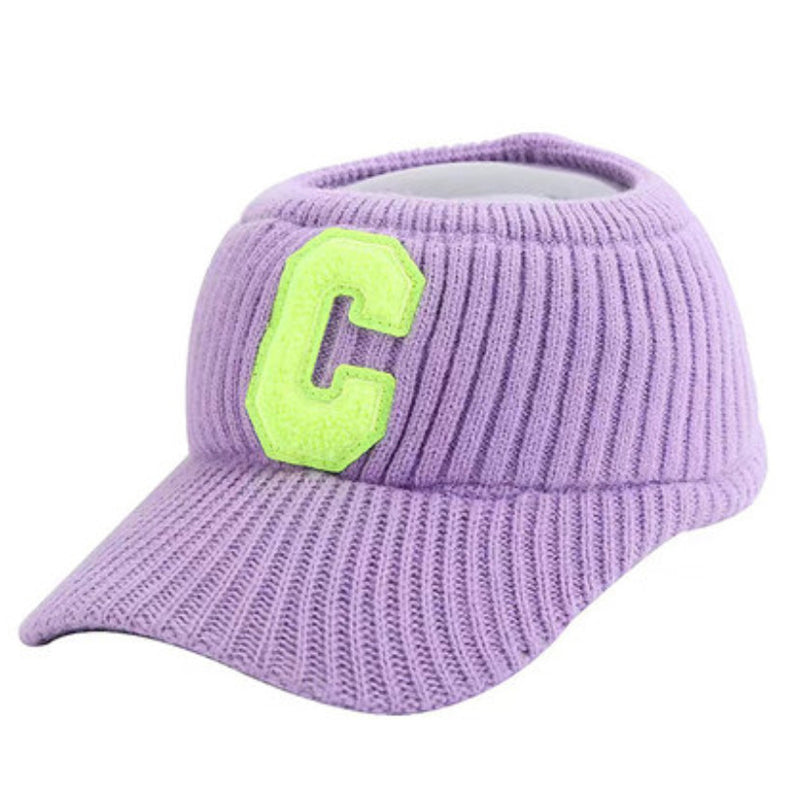 New C Letter Knitted Visor Cap