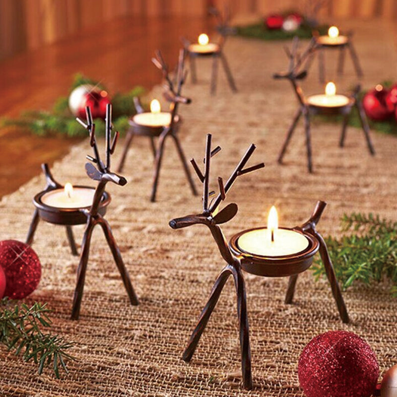 Set of 2 Reindeer Tea Light Holders