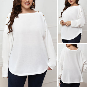 Plus Size Long Sleeve Toggle Neck Top