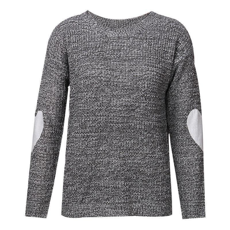 Women Casual Heart Long Sleeve Jumper Knitted Sweater