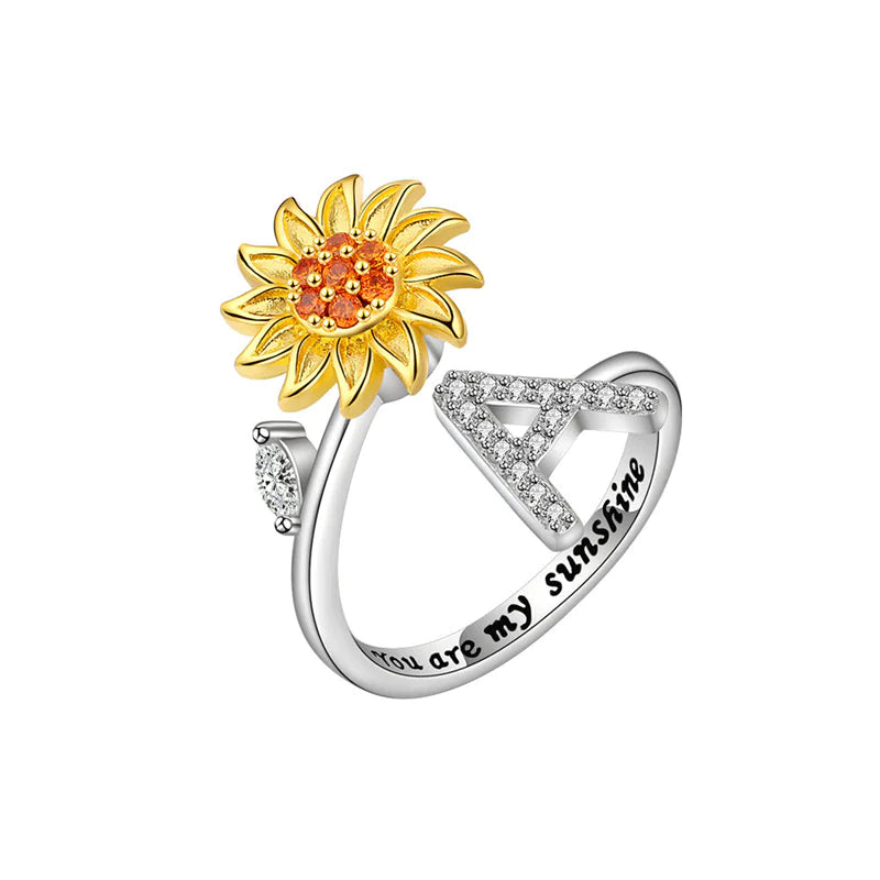 Sunflower Letter Adjustable Ring For Daughter/Granddaughter