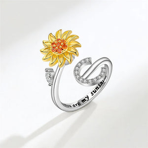 Sunflower Letter Adjustable Ring For Daughter/Granddaughter