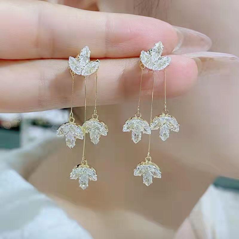 Crystal Maple Leaf Earrings