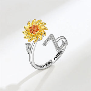 Sunflower Letter Adjustable Ring For Daughter/Granddaughter