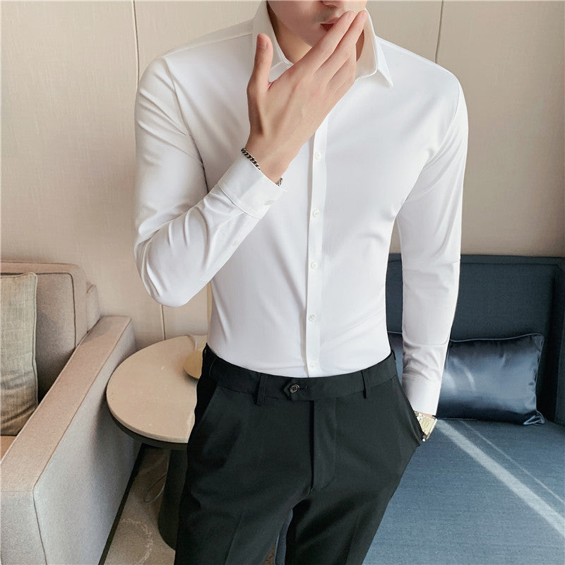 Men's Solid Color Business Stretch Shirt