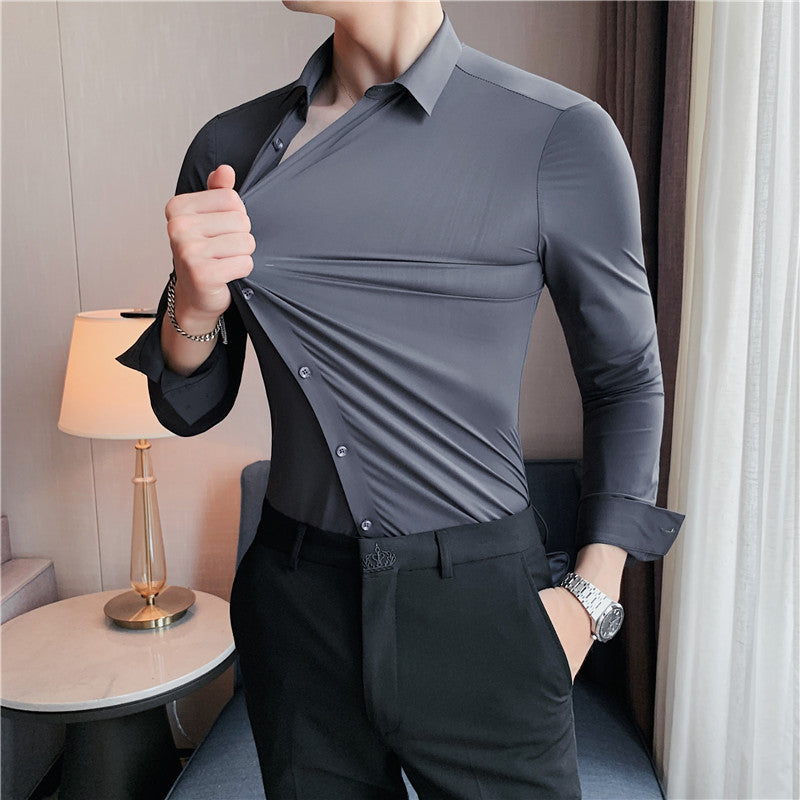 Men's Solid Color Business Stretch Shirt