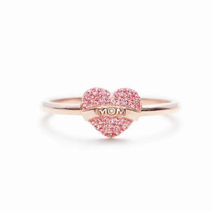 Love Heart Pink Zirconia Ring