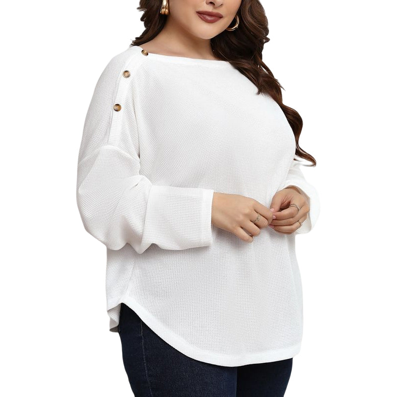 Plus Size Long Sleeve Toggle Neck Top