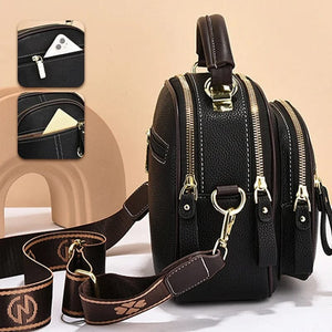 Adjustable Wide Shoulder Strap Leather Bag