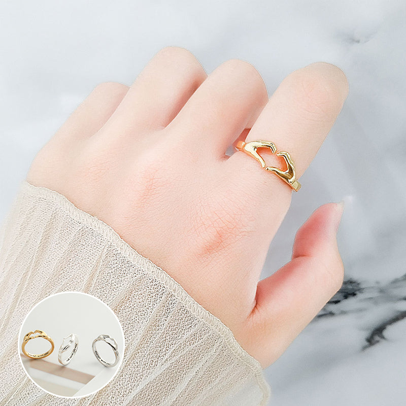 Loving Hugging Hands Couple Ring