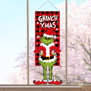 Christmas Decoration Hanging Grinch Faceless Doll Door Hanging Flag Garden Flag