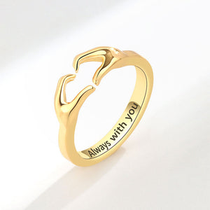 Loving Hugging Hands Couple Ring