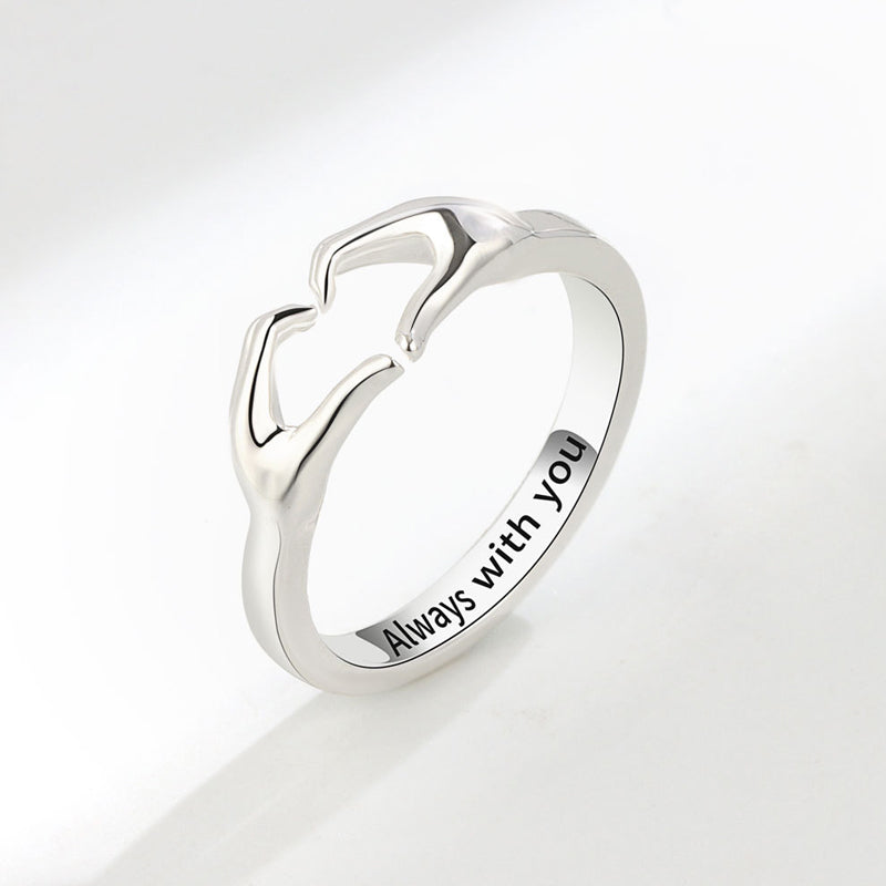 Loving Hugging Hands Couple Ring